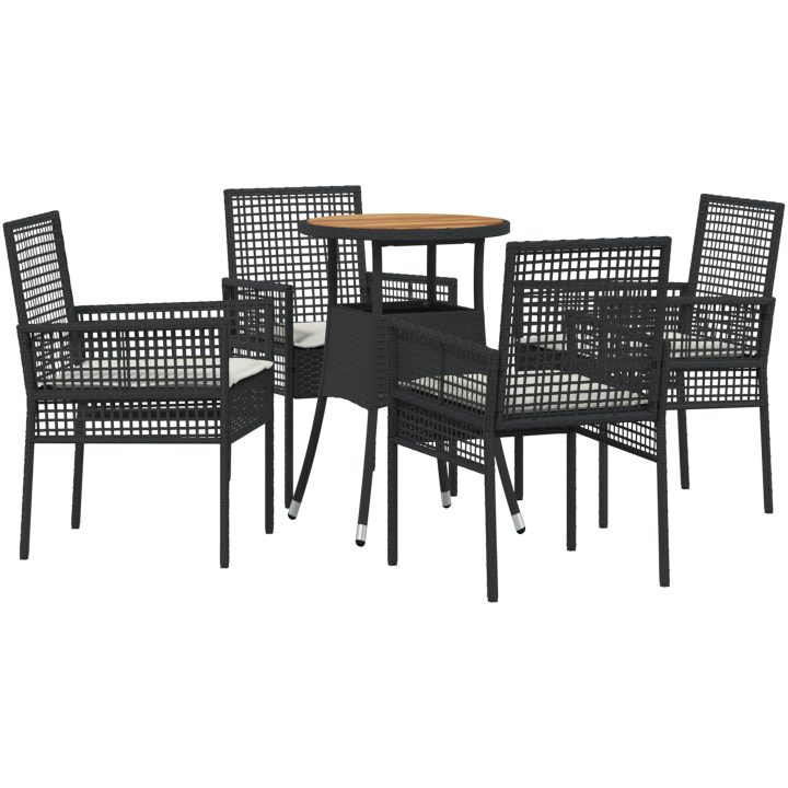 5-delars trädgårdsset i svart poly rattan vidaXL 60 x 60 x 75 cm – bild 2