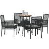 5-delars trädgårdsset i svart poly rattan vidaXL 60 x 60 x 75 cm – miniatyr 3