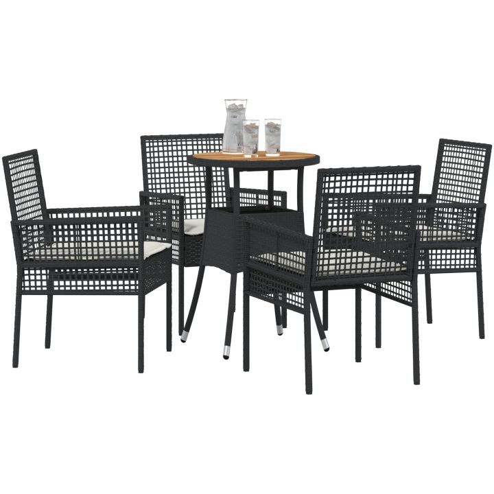 5-delars trädgårdsset i svart poly rattan vidaXL 60 x 60 x 75 cm – bild 3