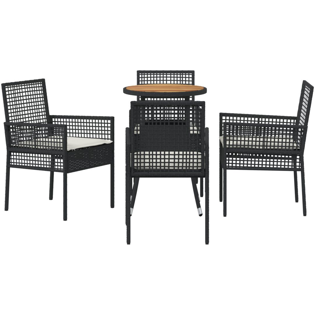 5-delars trädgårdsset i svart poly rattan vidaXL 60 x 60 x 75 cm – bild 7