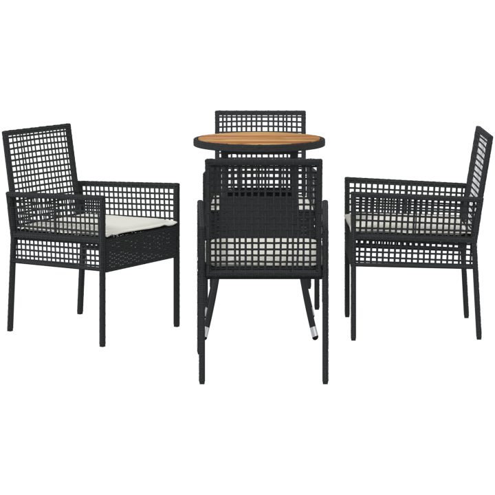 5-delars trädgårdsset i svart poly rattan vidaXL 60 x 60 x 75 cm – bild 7