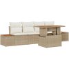 5-delars Trädgårdsset med beige kuddar i poly rattan och akacia vidaXL 100 x 55 x 73 cm – miniatyr 2