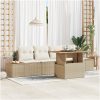5-delars Trädgårdsset med beige kuddar i poly rattan och akacia vidaXL 100 x 55 x 73 cm – miniatyr 1