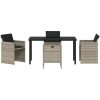5-delars trädgårdsset med dynor i ljusgrå poly rattan vidaXL 140 x 70 x 73 cm – miniatyr 7
