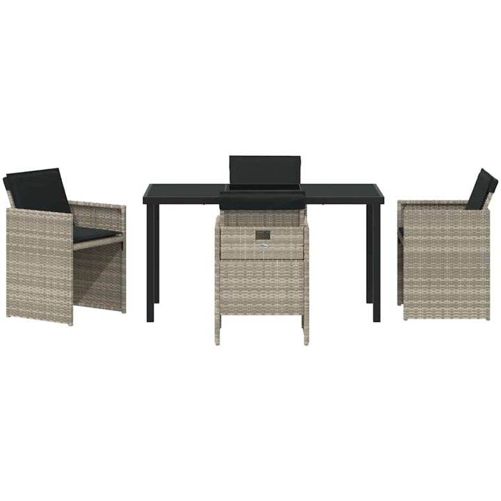5-delars trädgårdsset med dynor i ljusgrå poly rattan vidaXL 140 x 70 x 73 cm – bild 7