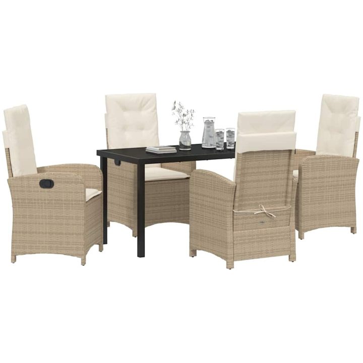 5-delars Trädgårdsset med Kuddar, Beige Poly Rattan vidaXL 140 x 80 x 73 cm – bild 3