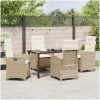 5-delars Trädgårdsset med Kuddar, Beige Poly Rattan vidaXL 140 x 80 x 73 cm – miniatyr 4