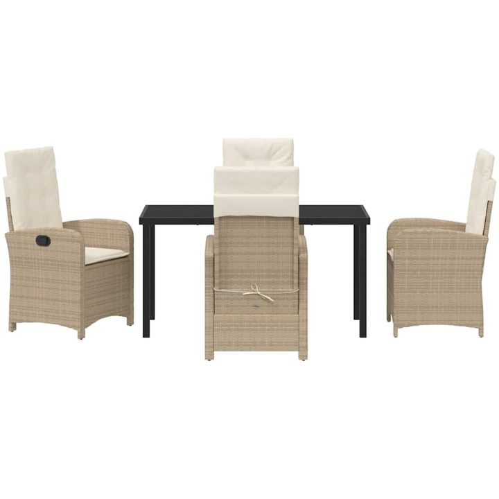 5-delars Trädgårdsset med Kuddar, Beige Poly Rattan vidaXL 140 x 80 x 73 cm – bild 7