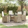 5-delars Trädgårdsset med Kuddar, Beige Poly Rattan vidaXL 140 x 80 x 73 cm – miniatyr 1