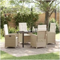 5-delars Trädgårdsset med Kuddar, Beige Poly Rattan vidaXL
