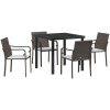 5-delars Trädgårdsset med Kuddar i Brun Poly Rattan vidaXL 56x59x84 cm – miniatyr 2