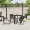 5-delars Trädgårdsset med Kuddar i Brun Poly Rattan vidaXL 56x59x84 cm – miniatyr 4
