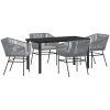 5 Delars Trädgårdsset Med Kuddar I Grå Poly Rattan vidaXL 140 x 70 x 73 cm – miniatyr 2