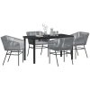 5 Delars Trädgårdsset Med Kuddar I Grå Poly Rattan vidaXL 140 x 70 x 73 cm – miniatyr 3