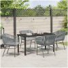 5 Delars Trädgårdsset Med Kuddar I Grå Poly Rattan vidaXL 140 x 70 x 73 cm – miniatyr 4
