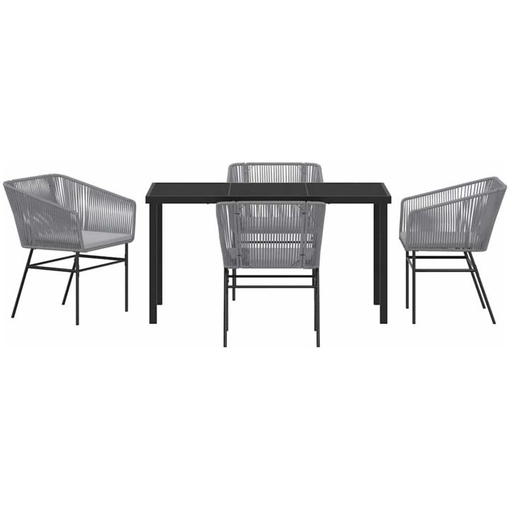5 Delars Trädgårdsset Med Kuddar I Grå Poly Rattan vidaXL 140 x 70 x 73 cm – bild 6