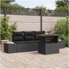 5-delars trädgårdsset med kuddar i svart poly-rattan och akacia vidaXL 100 x 55 x 73 cm – miniatyr 1