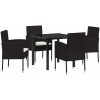 5-delars trädgårdsset med kuddar i svart poly-rattan vidaXL 80 x 80 x 73 cm – miniatyr 2