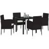 5-delars trädgårdsset med kuddar i svart poly-rattan vidaXL 80 x 80 x 73 cm – miniatyr 3