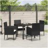 5-delars trädgårdsset med kuddar i svart poly-rattan vidaXL 80 x 80 x 73 cm – miniatyr 4