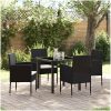 5-delars trädgårdsset med kuddar i svart poly-rattan vidaXL 80 x 80 x 73 cm – miniatyr 1