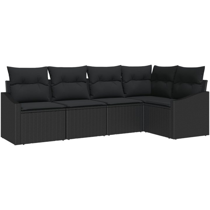 5-delars trädgårdsset med kuddar i svart polyrotting vidaXL 233.5 x 123.5 x 85 cm – bild 2