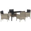 5-delars trädgårdsset med kuddar Ljusgrå Poly Rattan vidaXL 140 x 70 x 73 cm – miniatyr 2