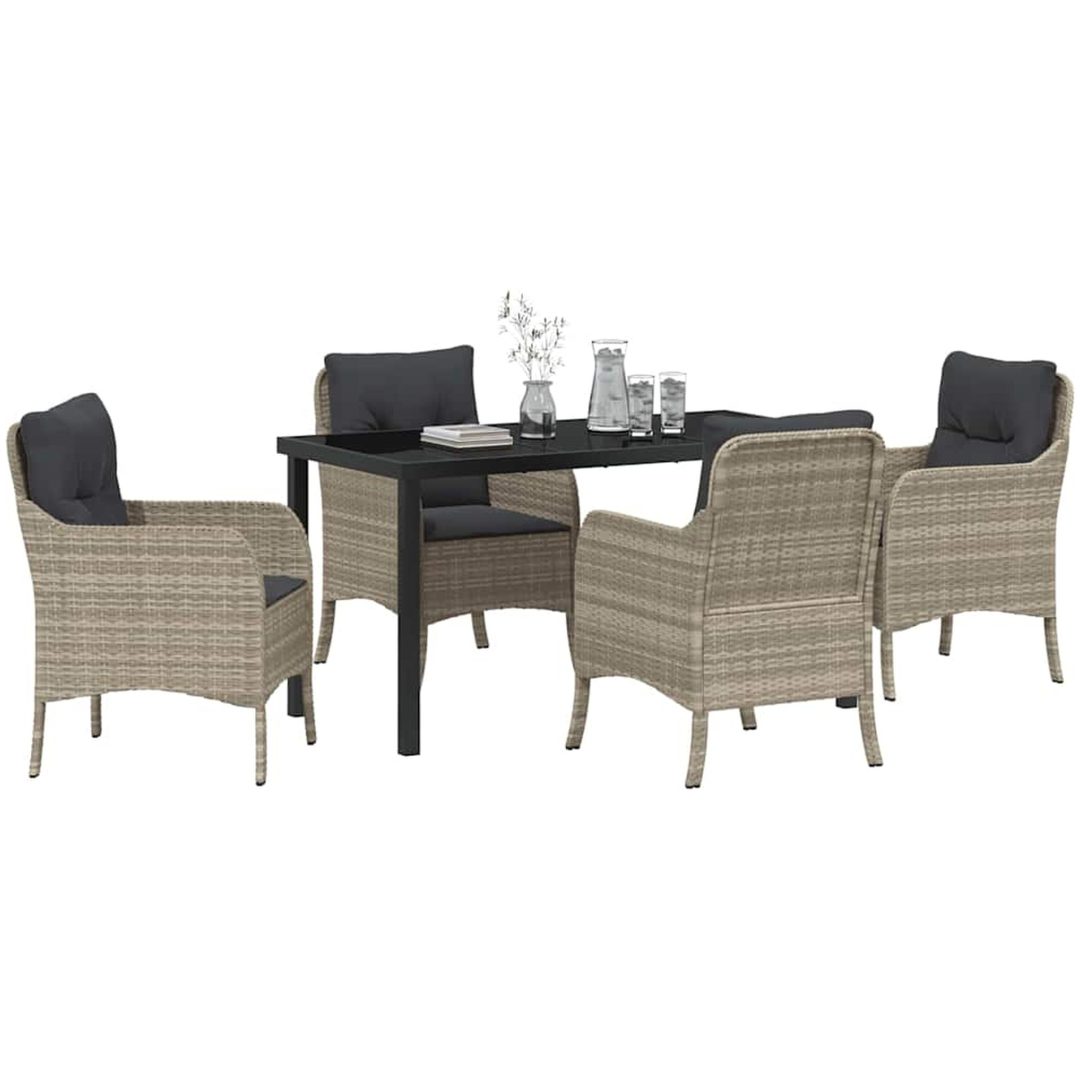 5-delars trädgårdsset med kuddar Ljusgrå Poly Rattan vidaXL 140 x 70 x 73 cm – bild 3