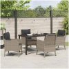 5-delars trädgårdsset med kuddar Ljusgrå Poly Rattan vidaXL 140 x 70 x 73 cm – miniatyr 4
