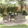 5-delars trädgårdsset med kuddar Ljusgrå Poly Rattan vidaXL 140 x 70 x 73 cm – miniatyr 1