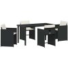5-delars trädgårdsset med kuddar Svart Poly Rattan vidaXL 140 x 70 x 73 cm – miniatyr 2