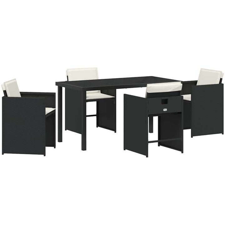 5-delars trädgårdsset med kuddar Svart Poly Rattan vidaXL 140 x 70 x 73 cm – bild 2