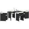 5-delars trädgårdsset med kuddar Svart Poly Rattan vidaXL 140 x 70 x 73 cm – miniatyr 3