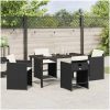 5-delars trädgårdsset med kuddar Svart Poly Rattan vidaXL 140 x 70 x 73 cm – miniatyr 4