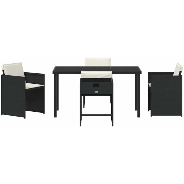 5-delars trädgårdsset med kuddar Svart Poly Rattan vidaXL 140 x 70 x 73 cm – bild 7