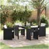 5-delars trädgårdsset med kuddar Svart Poly Rattan vidaXL 140 x 70 x 73 cm – miniatyr 1