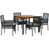 5-delars trädgårdsset med kuddar svart poly-rattan vidaXL 90 x 90 x 75 cm – miniatyr 2