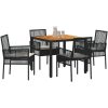 5-delars trädgårdsset med kuddar svart poly-rattan vidaXL 90 x 90 x 75 cm – miniatyr 3