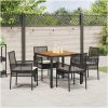 5-delars trädgårdsset med kuddar svart poly-rattan vidaXL 90 x 90 x 75 cm – miniatyr 4