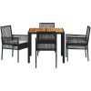 5-delars trädgårdsset med kuddar svart poly-rattan vidaXL 90 x 90 x 75 cm – miniatyr 7