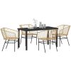 5 Delars Trädgårdsset med Matbord i Brun Poly Rattan vidaXL 140 x 80 x 73 cm – miniatyr 3