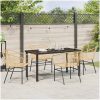 5 Delars Trädgårdsset med Matbord i Brun Poly Rattan vidaXL 140 x 80 x 73 cm – miniatyr 4