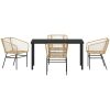 5 Delars Trädgårdsset med Matbord i Brun Poly Rattan vidaXL 140 x 80 x 73 cm – miniatyr 6