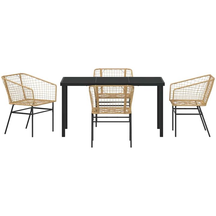 5 Delars Trädgårdsset med Matbord i Brun Poly Rattan vidaXL 140 x 80 x 73 cm – bild 6