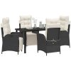5-delars trädgårdsset med matbord i svart poly rattan vidaXL 140 x 70 x 73 cm – miniatyr 3
