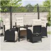 5-delars trädgårdsset med matbord i svart poly rattan vidaXL 140 x 70 x 73 cm – miniatyr 4