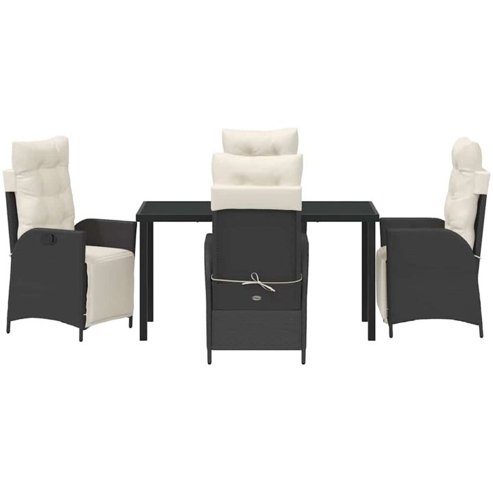 5-delars trädgårdsset med matbord i svart poly rattan vidaXL 140 x 70 x 73 cm – bild 7
