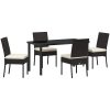 5 Delars Trädgårdsset Svart Poly Rattan vidaXL 140 x 70 x 73 cm – miniatyr 2