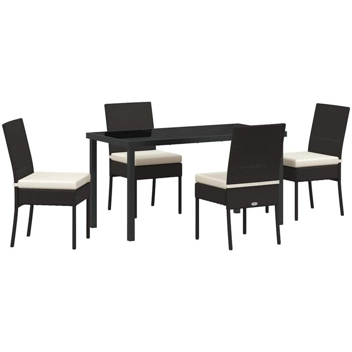 5 Delars Trädgårdsset Svart Poly Rattan vidaXL 140 x 70 x 73 cm – bild 2
