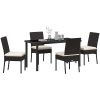 5 Delars Trädgårdsset Svart Poly Rattan vidaXL 140 x 70 x 73 cm – miniatyr 3
